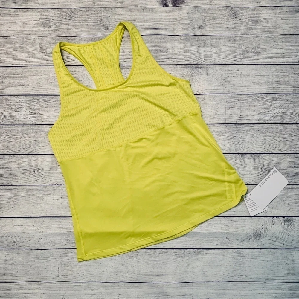 NWT Fabletics Neon Yellow Reese Tank Top - SZ M​​​​​​​​ - Picture 2 of 4